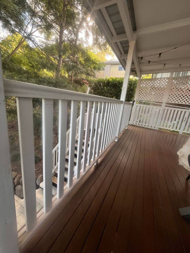 Verandah deck with white timber balustrade